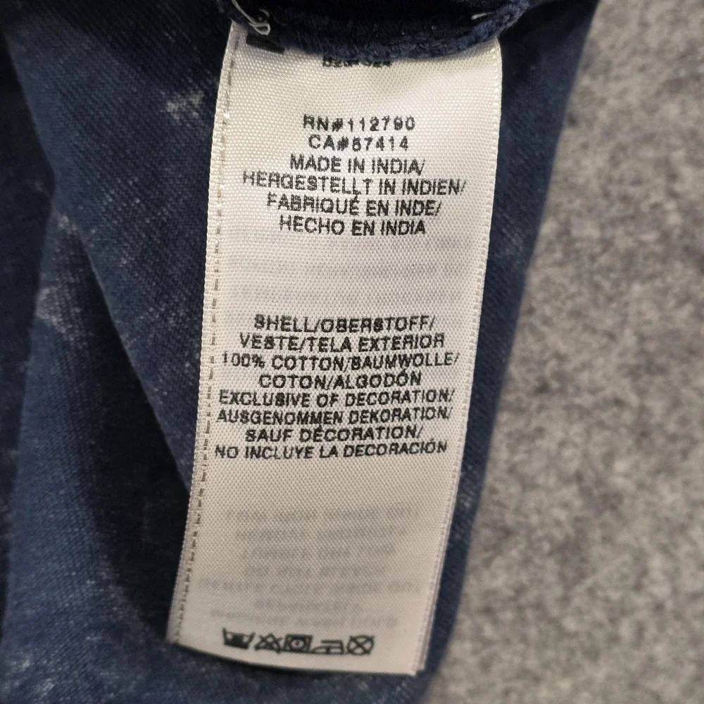 True Religion Shirt Mens XL Blue Buddha Acid Wash Crewneck Graphic Tee Logo